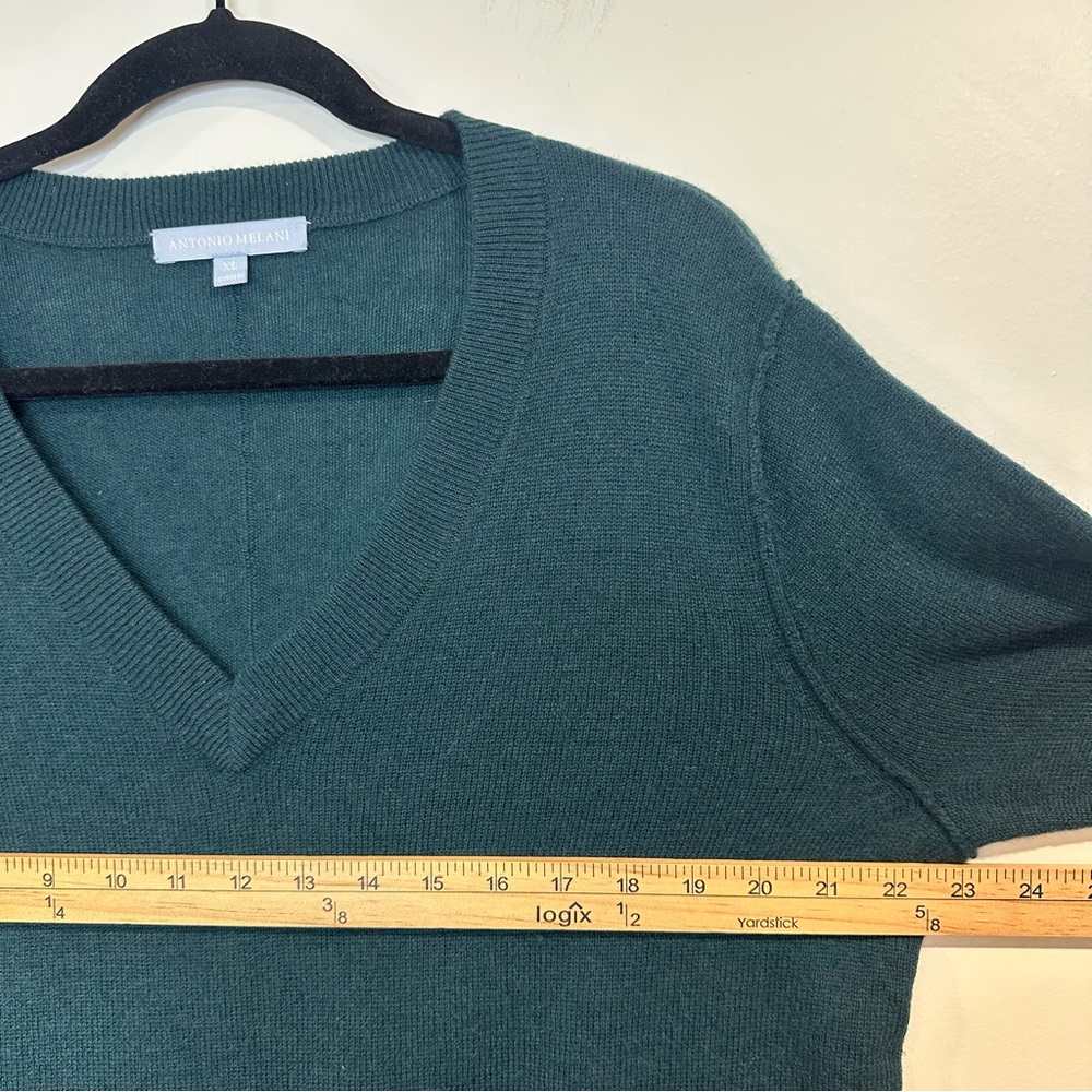 Antonio Melani Womens 100% Cashmere Sweatshirt Green V-Neck Blouse Size XL - Picture 5 of 6